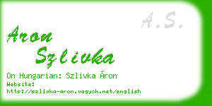 aron szlivka business card